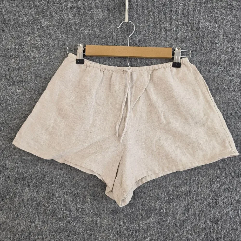 Reformation Shorts Small Zoey Linen Drawstring in Oatmeal Cream Relaxed Comfy